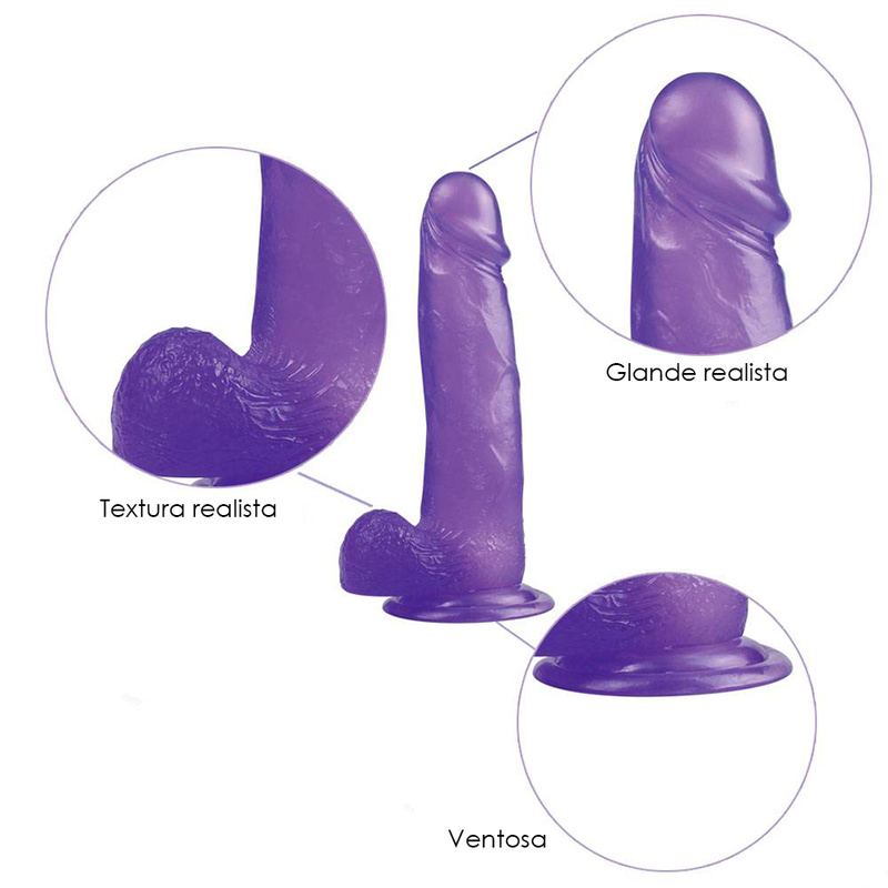 Dildo Jelly Studs Crystal  8'' Large Purple